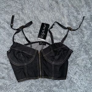 Black Denim Corset Top